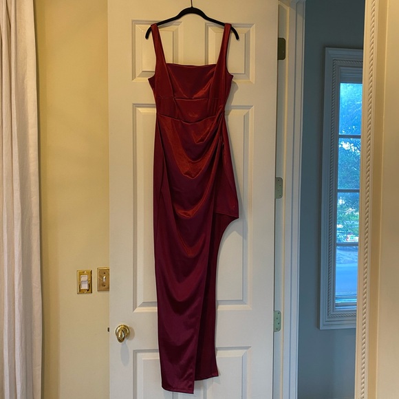 Callie High Slit Satin Formal Dress - Picture 7 of 11